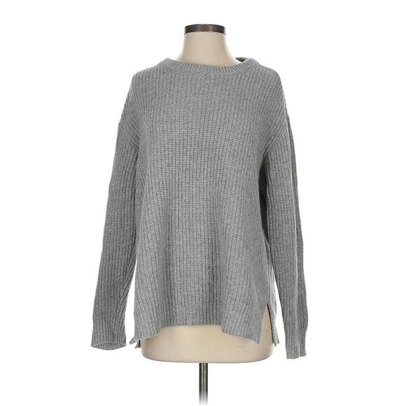 Bomshe Wool Sweater Lightweight Oversize Crew Neck Rib Knit Sweater Gray Sz XS/S - Picture 3 of 6